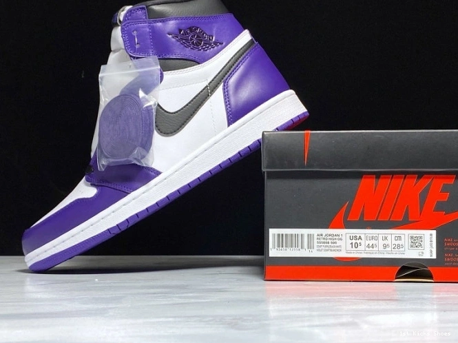 1st Kicks Shoes 1 jordan Comfortable 1246 purple white court 555088- aj1 air 1110